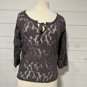 American Eagle Outfitters Gray Lace Blouse
